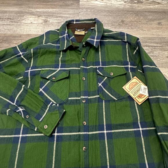NWT CE Schmidt Workwear Flannel Madras check Green Mens 2XLT Button Up Shirt - Picture 2 of 11